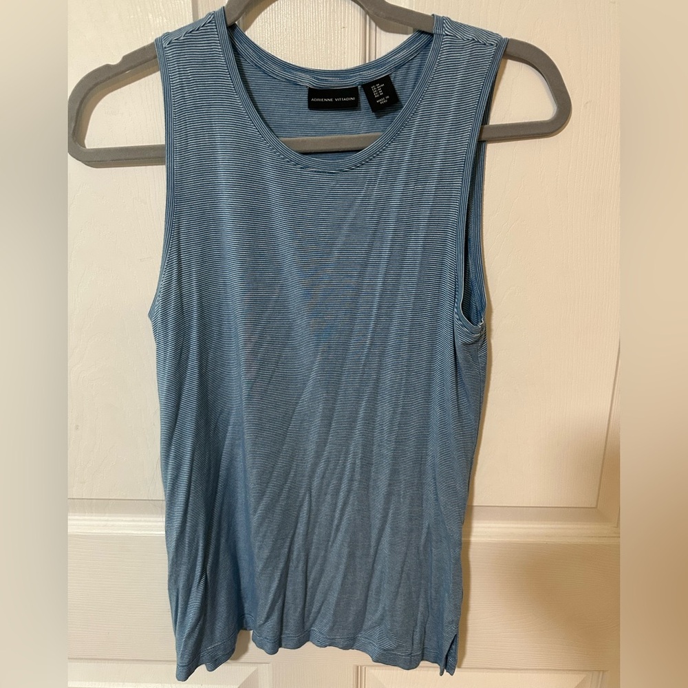 Adrienne Vittadini Striped Blue Tank Top